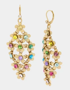 Betsey Johnson Betsey Love Fest Stone Flower Chandelier Earrings<Women Jewelry