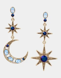 Betsey Johnson Betseys Celestial Star And Moon Mismatch Earrings<Women Jewelry