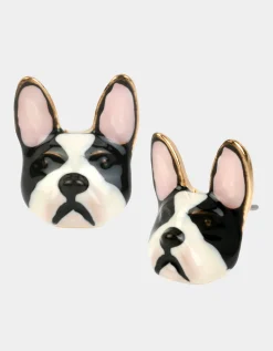 Betsey Johnson Betseys Frenchie Studs Black/White<Women Jewelry