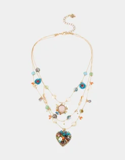 Betsey Johnson Betseys Mixed Flower Heart Illusion Necklace<Women Jewelry