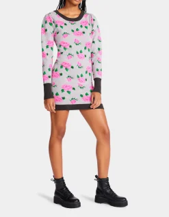Betsey Johnson Neon Roses Jacquard Sweater Dress<Women Clothing