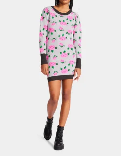Betsey Johnson Neon Roses Jacquard Sweater Dress<Women Clothing