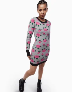 Betsey Johnson Neon Roses Jacquard Sweater Dress<Women Clothing