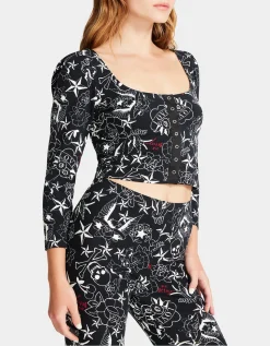 Betsey Johnson Pretty In Punk Vintage Inspired Puff Sleeve Top Nt<Women Clothing