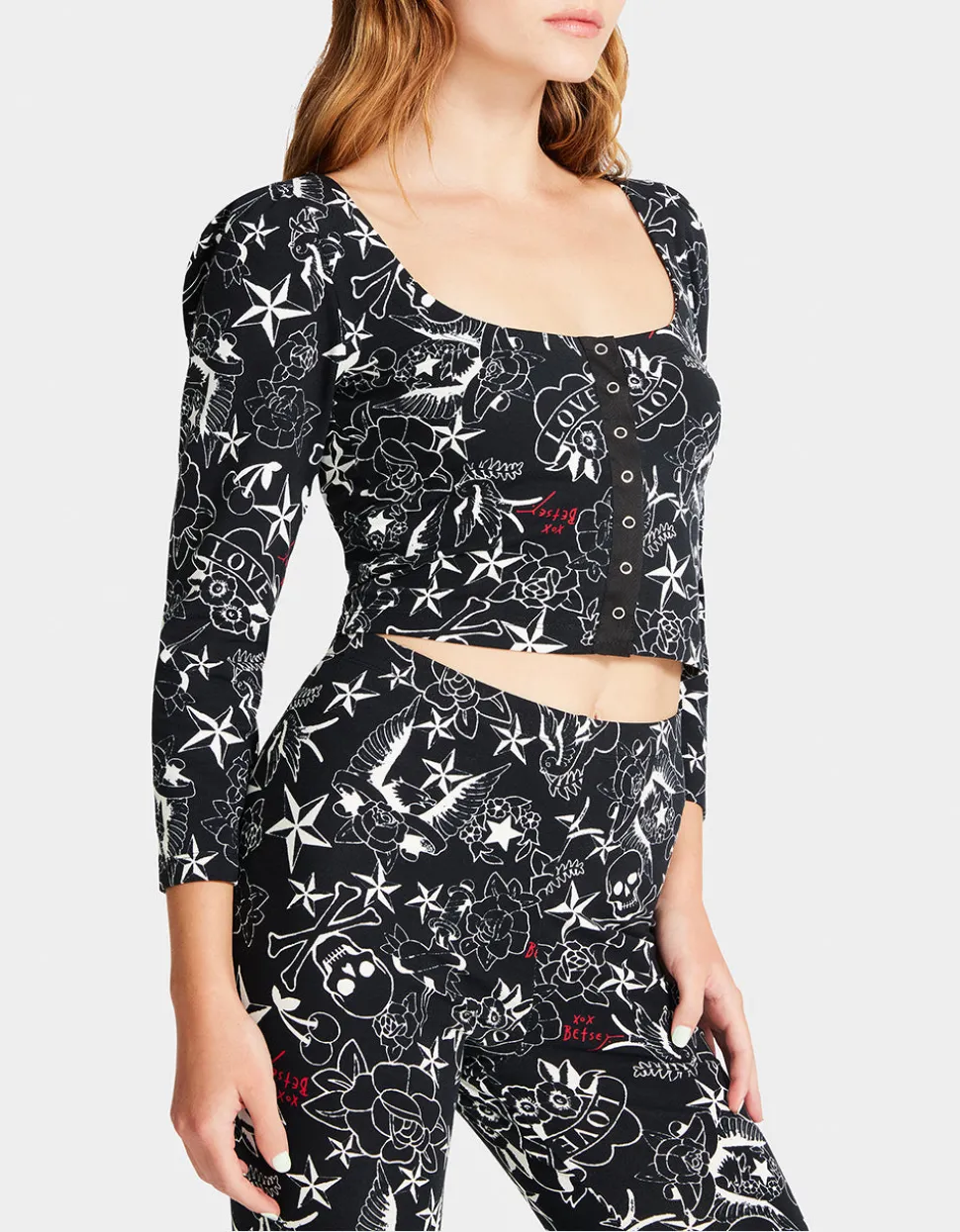 Betsey Johnson Pretty In Punk Vintage Inspired Puff Sleeve Top Nt<Women Clothing