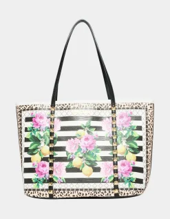 Betsey Johnson Seeing Stripes Tote Black/White<Women Handbags