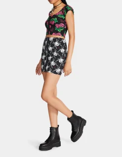 Betsey Johnson 80Th Bash Snap Front Mini Skirt Black/White<Women Clothing