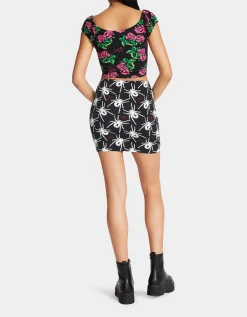 Betsey Johnson 80Th Bash Snap Front Mini Skirt Black/White<Women Clothing