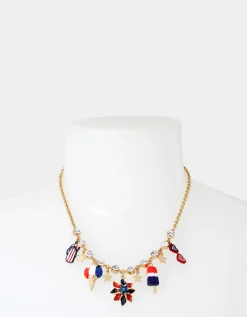 Betsey Johnson 4Th Of July Pinwheel Short Pendant Red/White/Blue<Women Jewelry