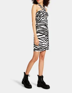 Betsey Johnson Wild One Halter Dress Black/White<Women Clothing